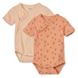 Liewood Hali Printed Onesie SS 2pack Sea Shell Pale Tuscany and Apple Blossom from 1love2hugs3kisses ibiza