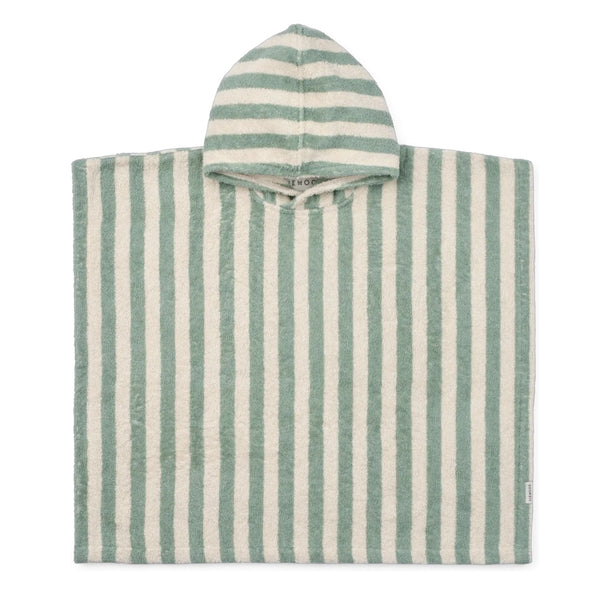 Liewood Koi kids terry poncho peppermint creme de la creme stripe organic cotton hooded towel from 1love2hugs3kisses Ibiza

