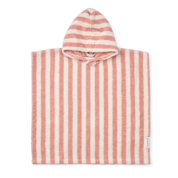 Liewood Koi kids terry poncho coral blush stripe organic cotton hooded towel from 1love2hugs3kisses Ibiza
