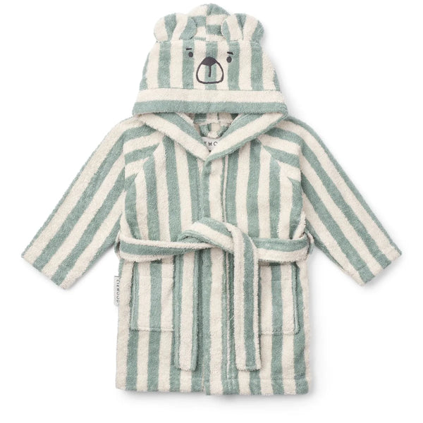 Liewood Lily bear hooded kids bathrobe peppermint creme de la creme organic cotton from 1love2hugs3kisses ibiza