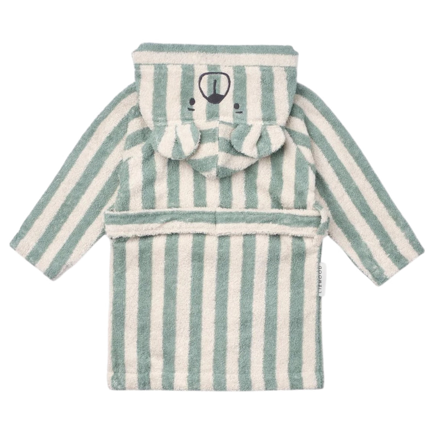 Liewood Lily bear hooded kids bathrobe peppermint creme de la creme organic cotton