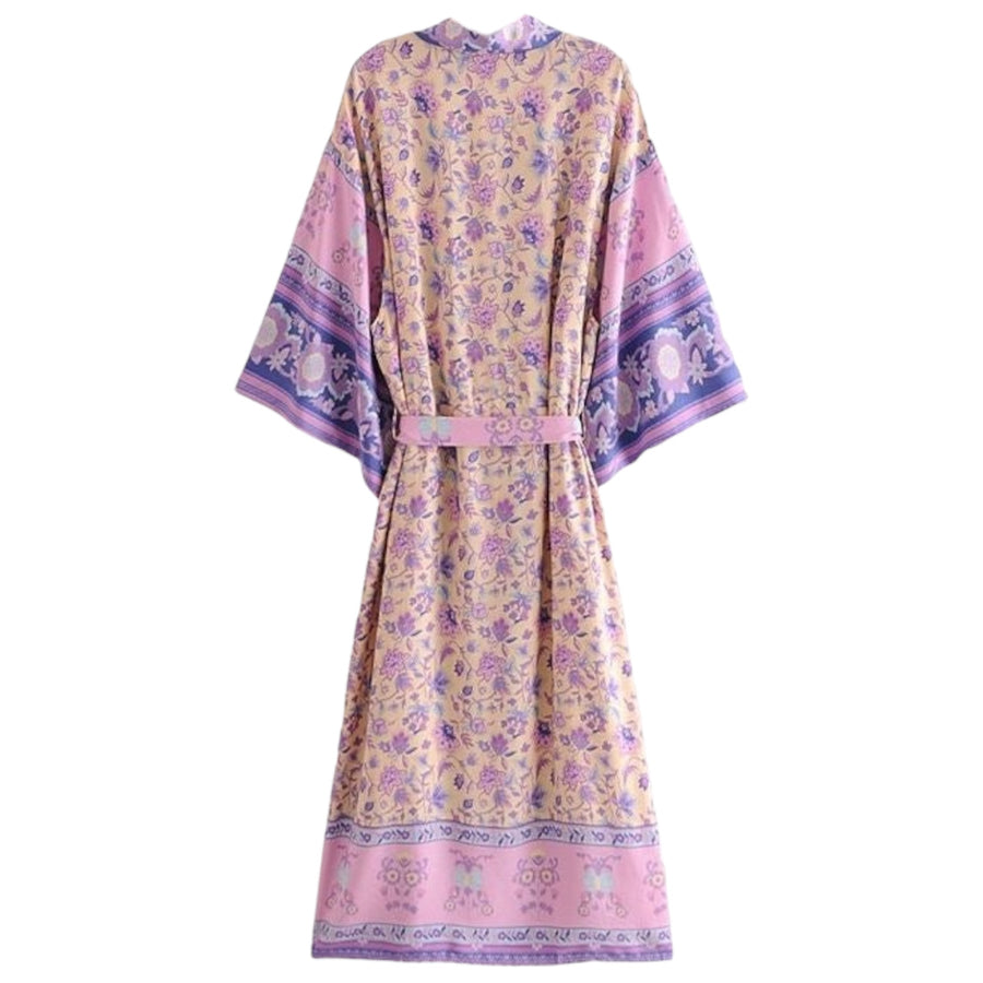 Long Bohemian Floral Kimono Lilac from 1love2hugs3kisses ibiza
