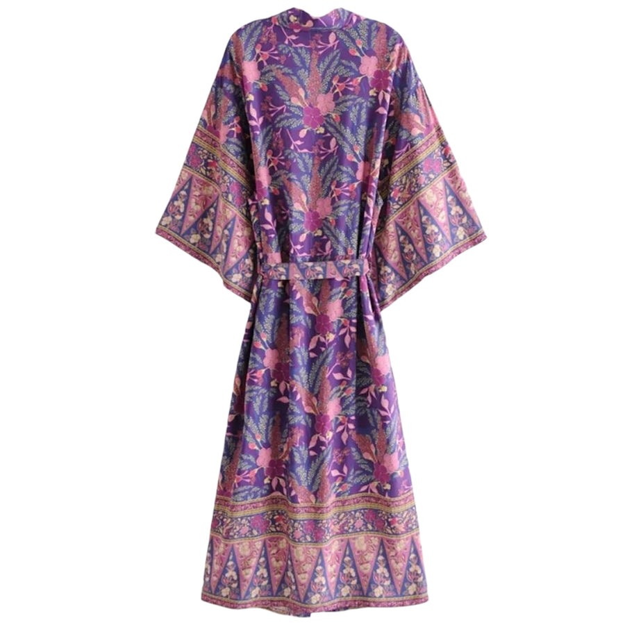 Long Bohemian Floral Kimono - Deep Purple from 1love2hugs3kisses Ibiza