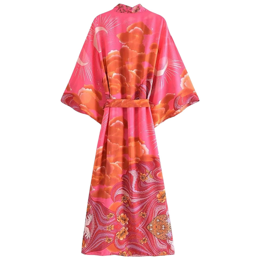 Long Bohemian Moon Kimono - Pink from 1love2hugs3kisses Ibiza