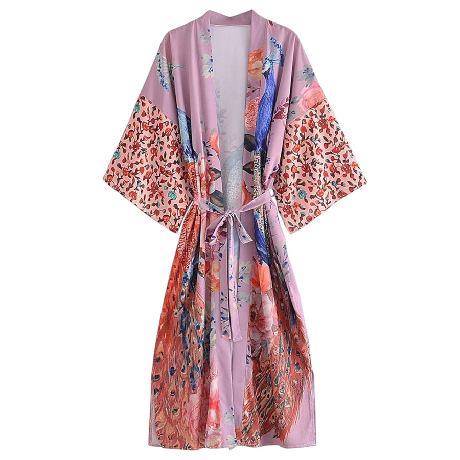 Long Bohemian Peacock Kimono - Lilac 1love2hugs3kisses Ibiza
