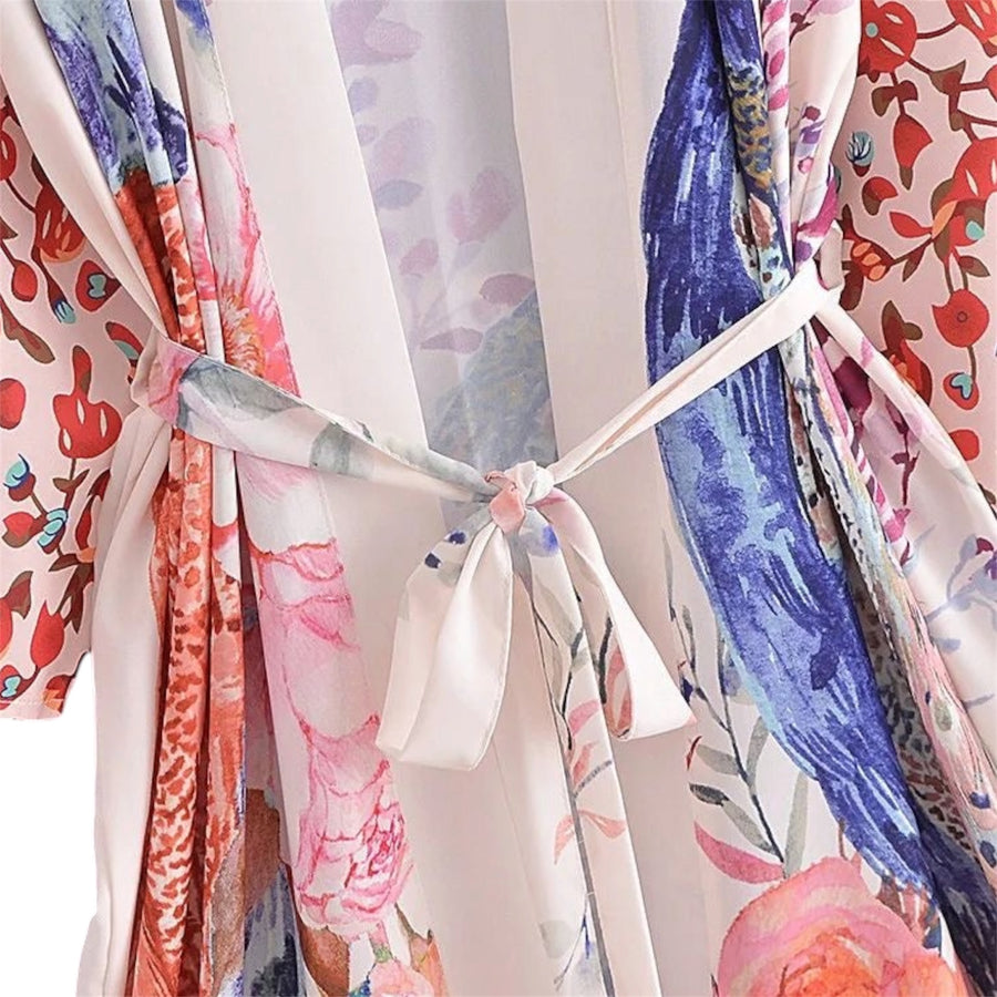 Long Bohemian Peacock Kimono - White 1love2hugs3kisses Ibiza