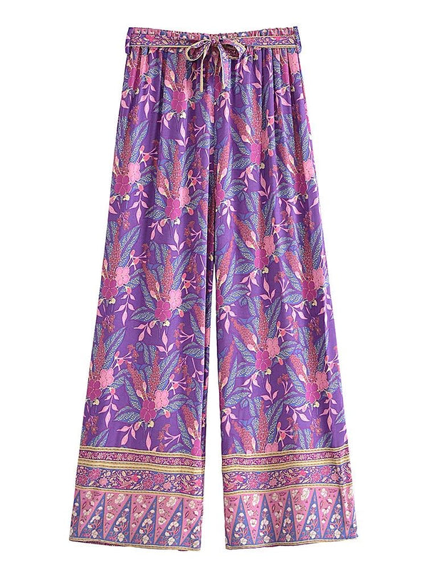 Long Flare Pants Purple Flowers from 1love2hugs3kisses ibiza