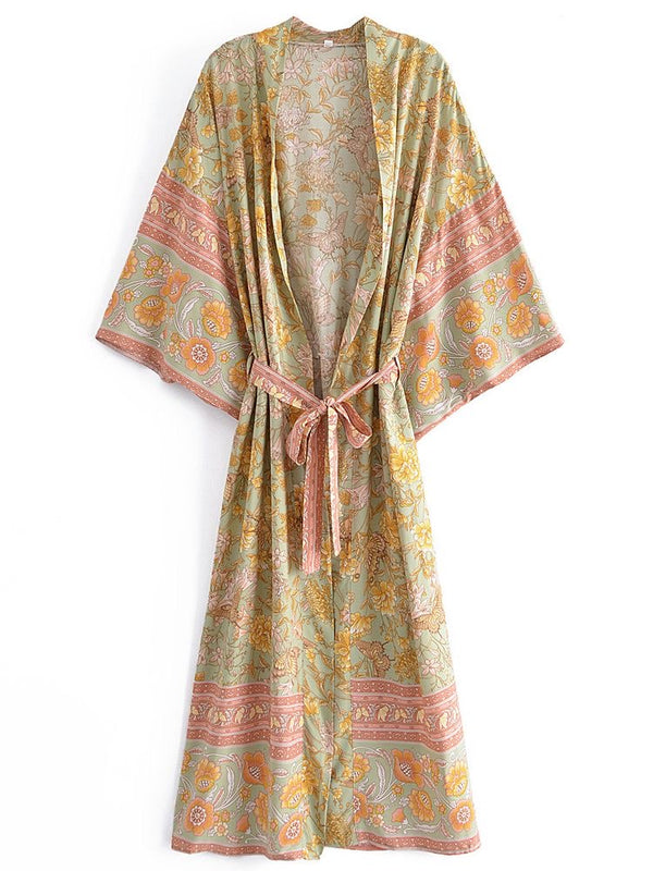 Long Kimono Green Floral from 1love2hugs3kisses ibiza