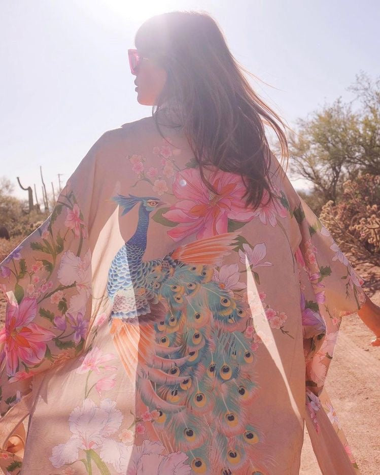 Long Kimono Peacock Beige from 1love2hugs3kisses ibiza