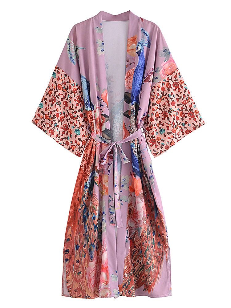 Long Kimono Peacock Lilac from 1love2hugs3kisses ibiza