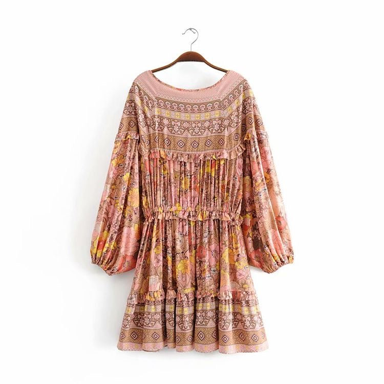 Long Sleeve Ruffle Play Dress - Pink Flowers from 1love2hugs3kisses Ibiza