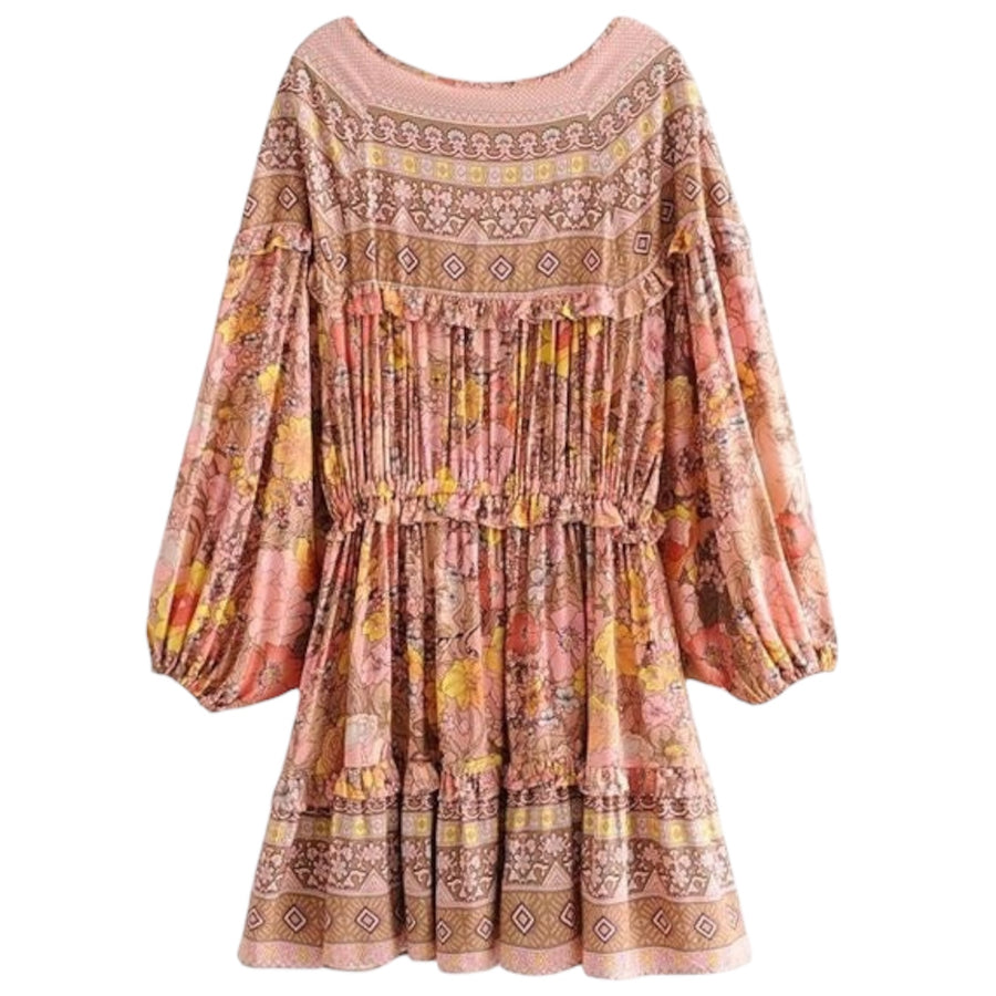 Long Sleeve Ruffle Play Dress - Pink Flowers from 1love2hugs3kisses Ibiza