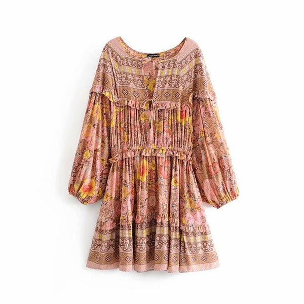 Long Sleeve Ruffle Play Dress - Pink Flowers from 1love2hugs3kisses Ibiza