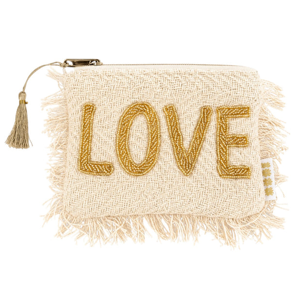 Love Beaded Pouch – Beige Available at 1love2hugs3kisses Ibiza