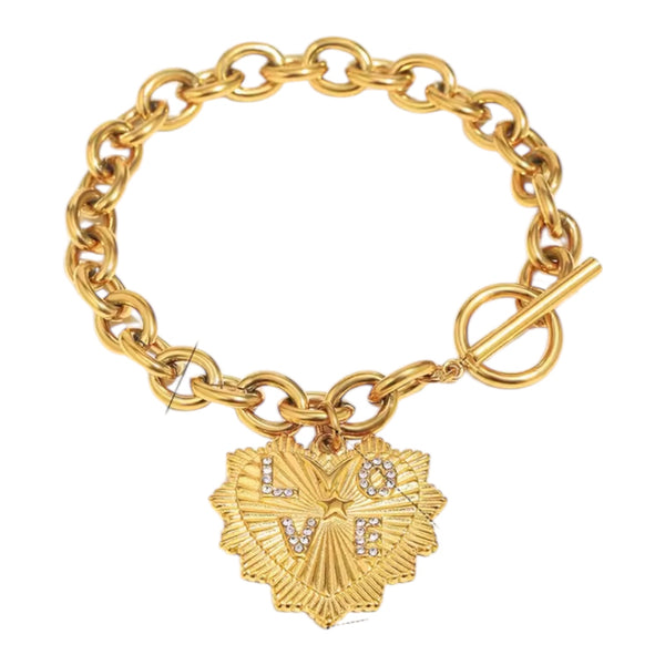 Love Heart Chain Bracelet – Gold available at 1love2hugs3kisses ibiza
