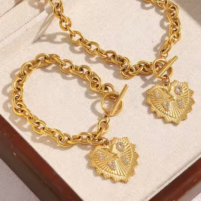 Love Heart Chain Bracelet – Gold available at 1love2hugs3kisses ibiza