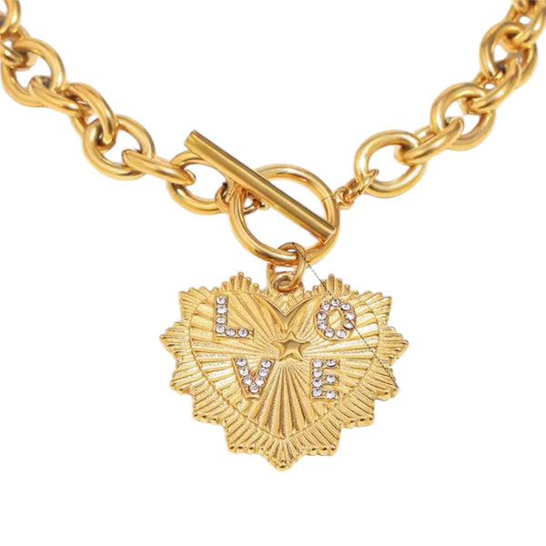 Love Heart Necklace – Gold available at 1love2hugs3kisses ibiza