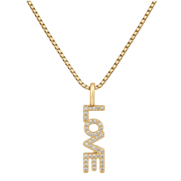 Love Pendant Necklace Zirconia – Gold Available at 1love2hugs3kisses Ibiza