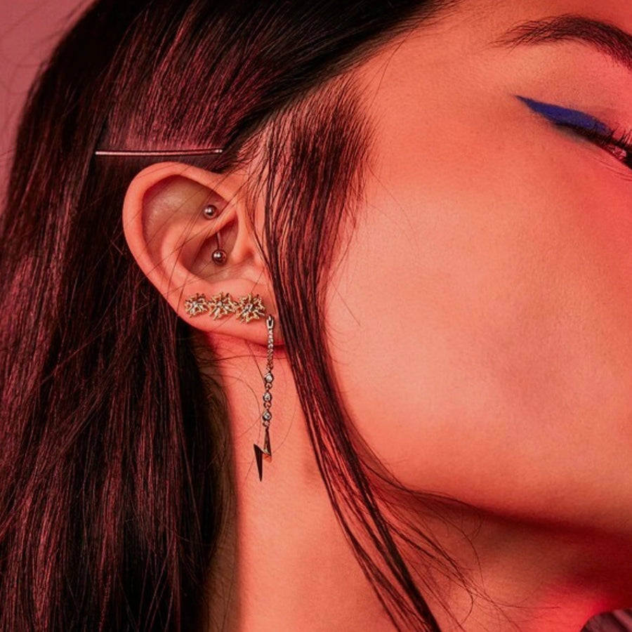Luv Aj The Fleur Crawler Earrings in Silver available at 1love2hugs3kisses Ibiza
