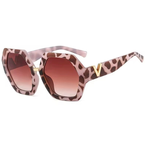 Luxury Geometric Sunglasses – Blush Leopard / Rose Gradient Available at 1love2hugs3kisses Ibiza