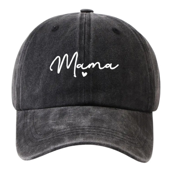 Mama Vintage Washed Baseball Cap – Black Available at 1love2hugs3kisses Ibiza