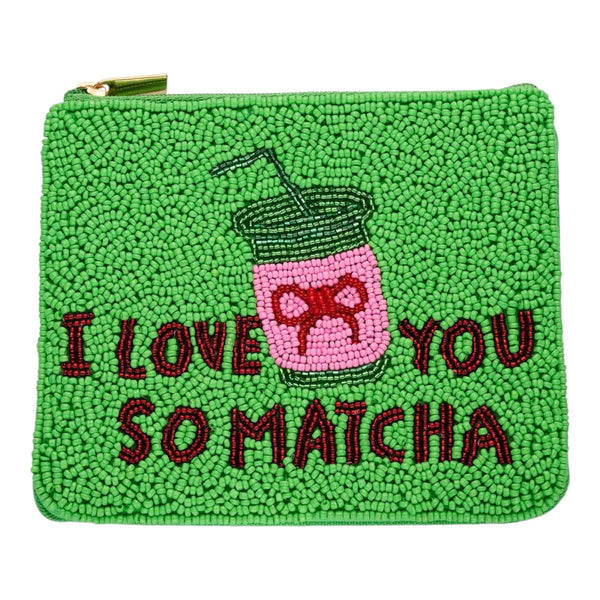 Matcha Beaded Pouch - Green Available at 1love2hugs3kisses Ibiza