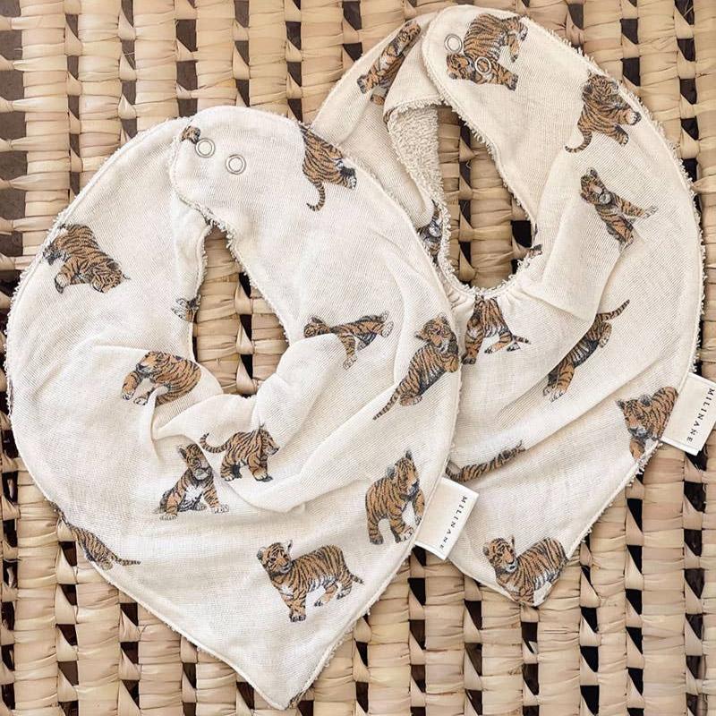 Milinane Set of 2 Bandana Bibs Tiger available at 1love2hugs3kisses ibiza