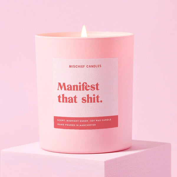 Mischief Candle Manifest That Shit Chilled Vibes available at 1love2hugs3kisses ibiza