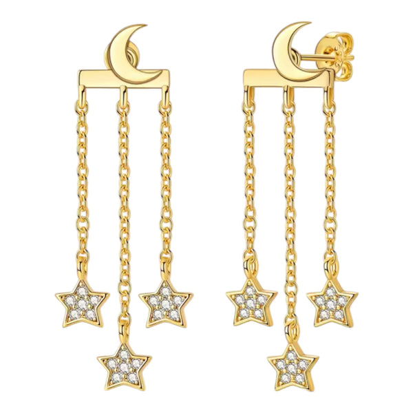 Moon & Star Chain Drop Earrings – Gold From 1love2hugs3kisses ibiza