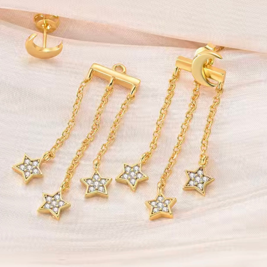 Moon & Star Chain Drop Earrings – Gold From 1love2hugs3kisses ibiza
