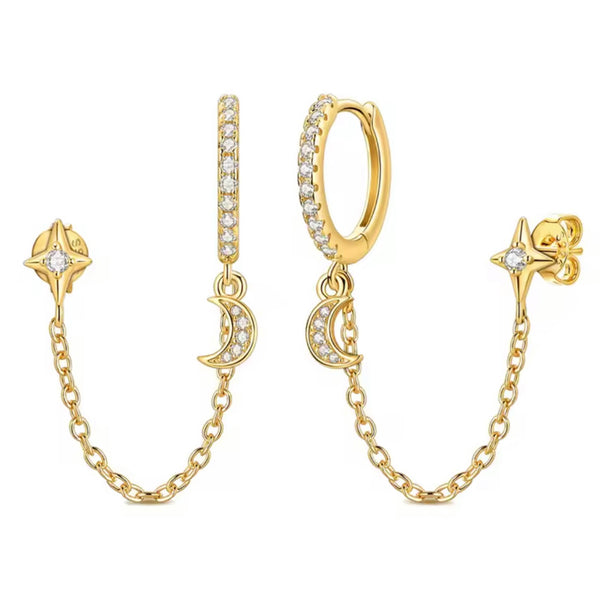 Moon & Star Chain Earrings – Gold From 1love2hugs3kisses Ibiza