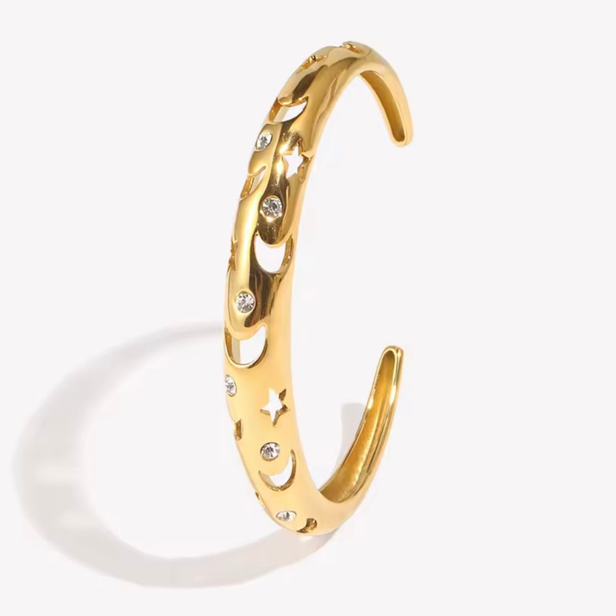 Moon & Star Cuff Bracelet - Gold From 1love2hugs3kisses Ibiza