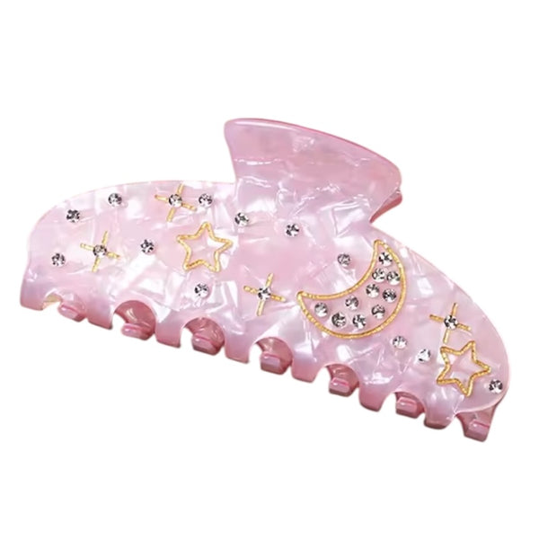 Moon & Stars Hair Claw – Pink Galaxy available at 1love2hugs3kisses ibiza