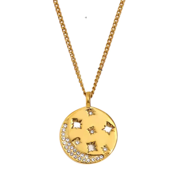Moon & Stars Necklace – Gold available at 1love2hugs3kisses ibiza