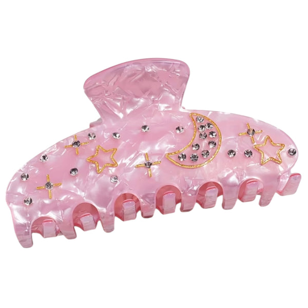 Moon & Stars Hair Claw – Pink Galaxy available at 1love2hugs3kisses ibiza