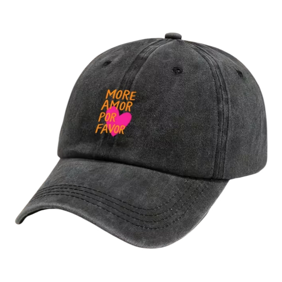 More Amor Por Favor Vintage Washed Baseball Cap – Black From 1love2hugs3kisses Ibiza