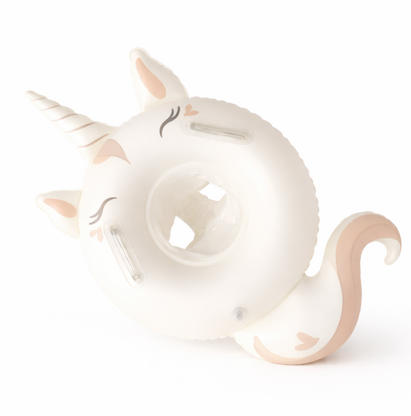 Mrs. Ertha Sweet Unicorn baby swim ring with seat for toddlers in soft neutral colours