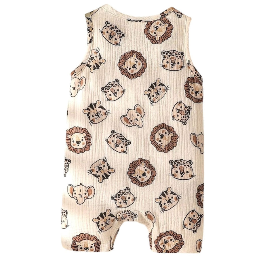 Muslin Baby Romper Safari Friends – Sand from 1love2hugs3kisses Ibiza