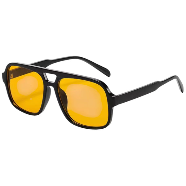 Oversized Double Bridge Sunglasses – Black / Orange available at 1love2hugs3kisses ibiza