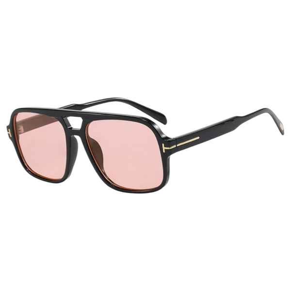 Oversized Double Bridge Sunglasses – Black / Pink available at 1love2hugs3kisses ibiza