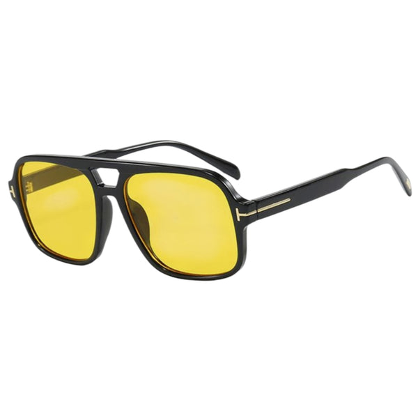 Oversized Double Bridge Sunglasses – Black & Yellow available at 1love2hugs3kisses ibiza