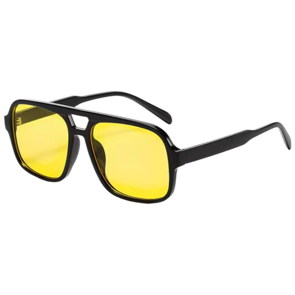 Oversized Double Bridge Sunglasses – Black & Yellow available at 1love2hugs3kisses ibiza
