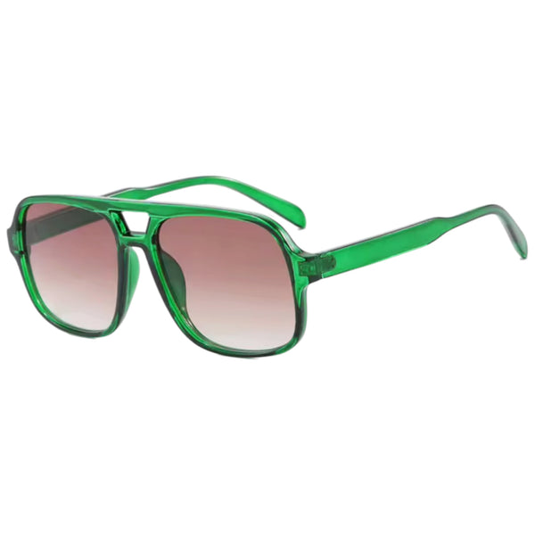 Oversized Double Bridge Sunglasses - Emerald Green / Brown Gradient Available at 1love2hugs3kisses Ibiza