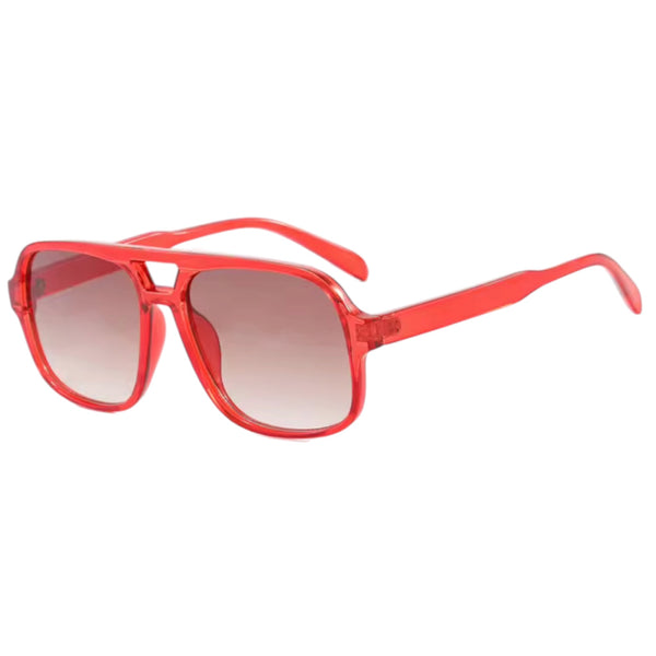 Oversized Double Bridge Sunglasses - Ruby Red / Gray Gradient Available at 1love2hugs3kisses Ibiza