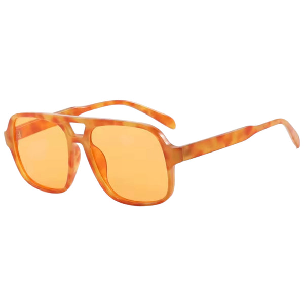 Oversized Double Bridge Sunglasses - Sunset Orange / Amber Available at 1love2hugs3kisses Ibiza