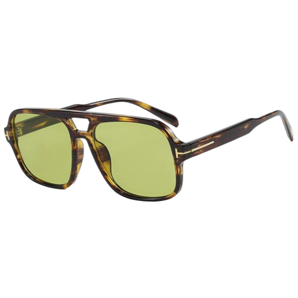 Oversized Double Bridge Sunglasses - Tortoiseshell / Green available at 1love2hugs3kisses ibiza