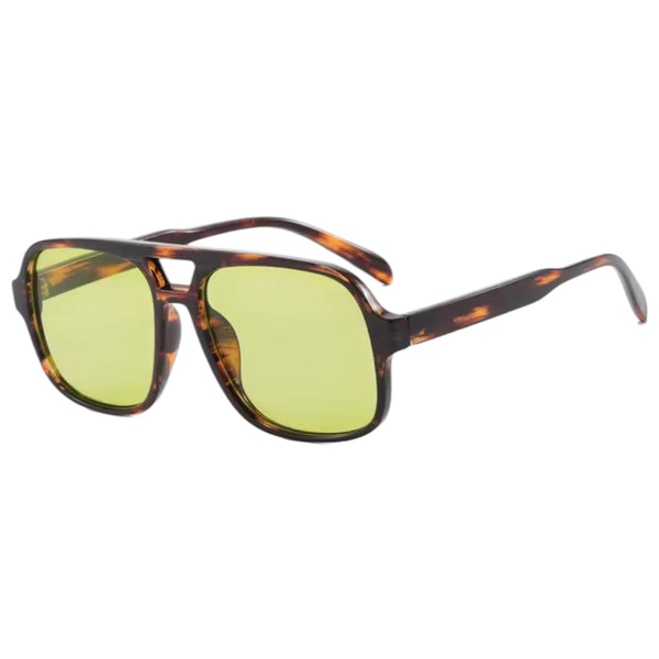 Oversized Double Bridge Sunglasses - Tortoiseshell / Green available at 1love2hugs3kisses ibiza