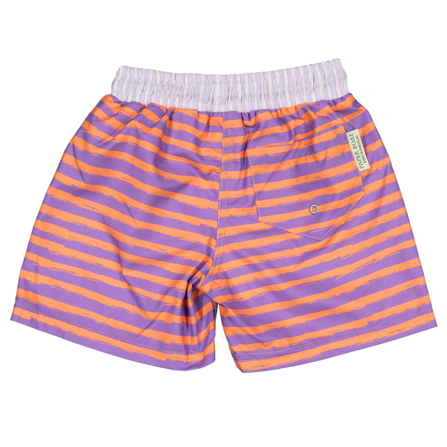 Paper Boat Classic Swim Shorts - Lavander Stripes Available at 1love2hugs3kisses Ibiza
