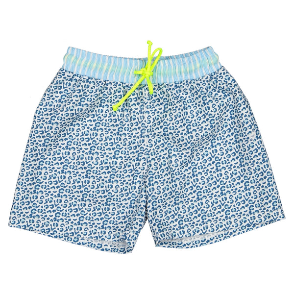 Paper Boat Classic Swim Shorts - Animal Dots Sunset Available at 1love2hugs3kisses Ibiza