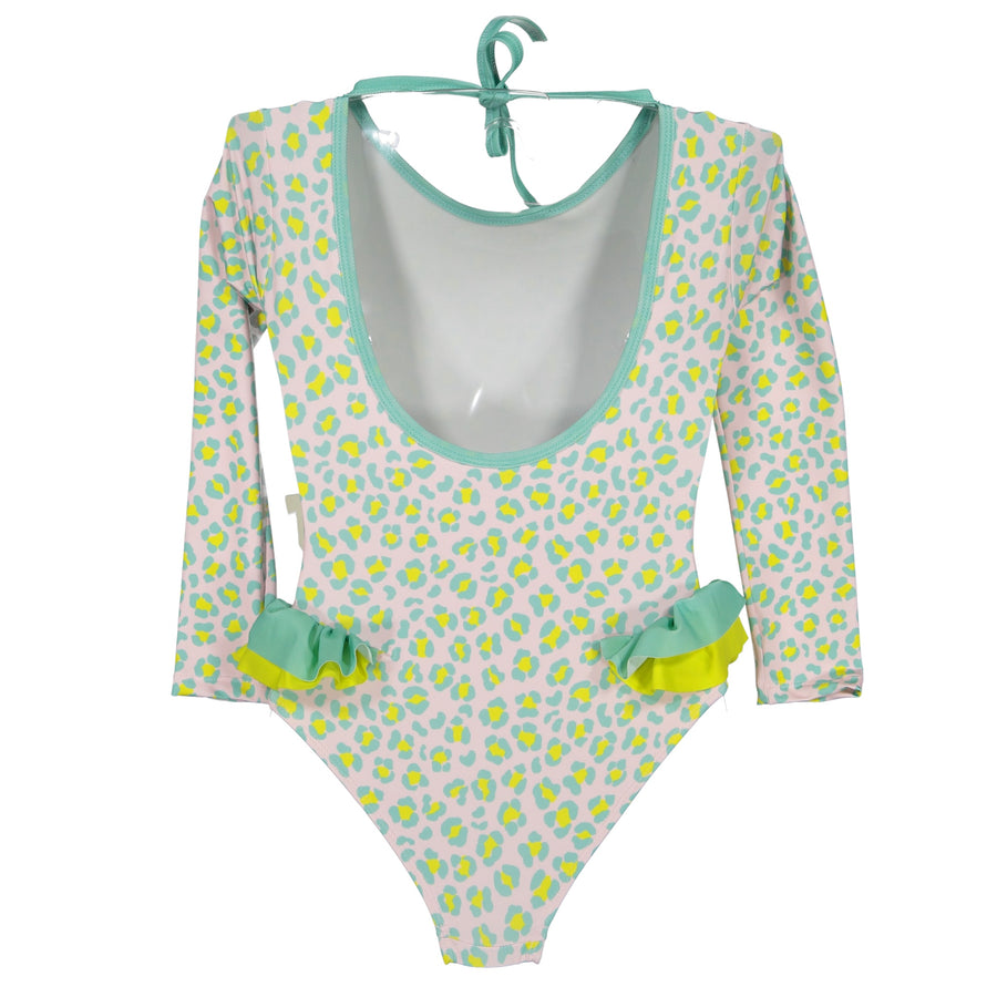 Paper Boat Long Sleeve Swimsuit - Candy Animal Dots Available at 1love2hugs3kisses Ibiza